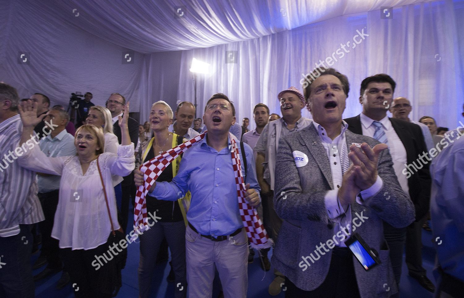 Supporters Croatian Democratic Union Hdz Celebrate Editorial Stock