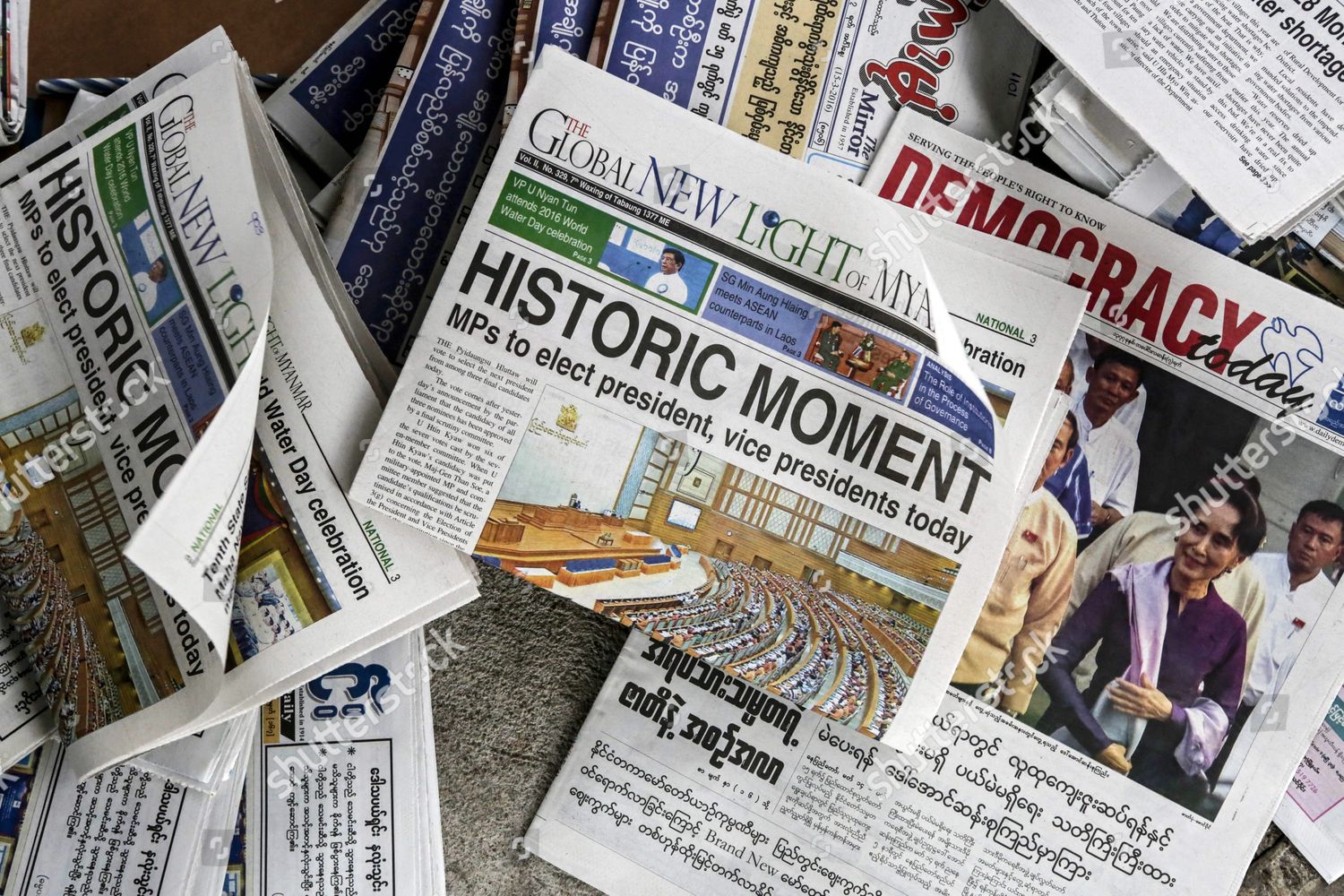 Newspapers Covered News Myanmar Presidential Vote Display Editorial Stock Photo Stock Image Shutterstock