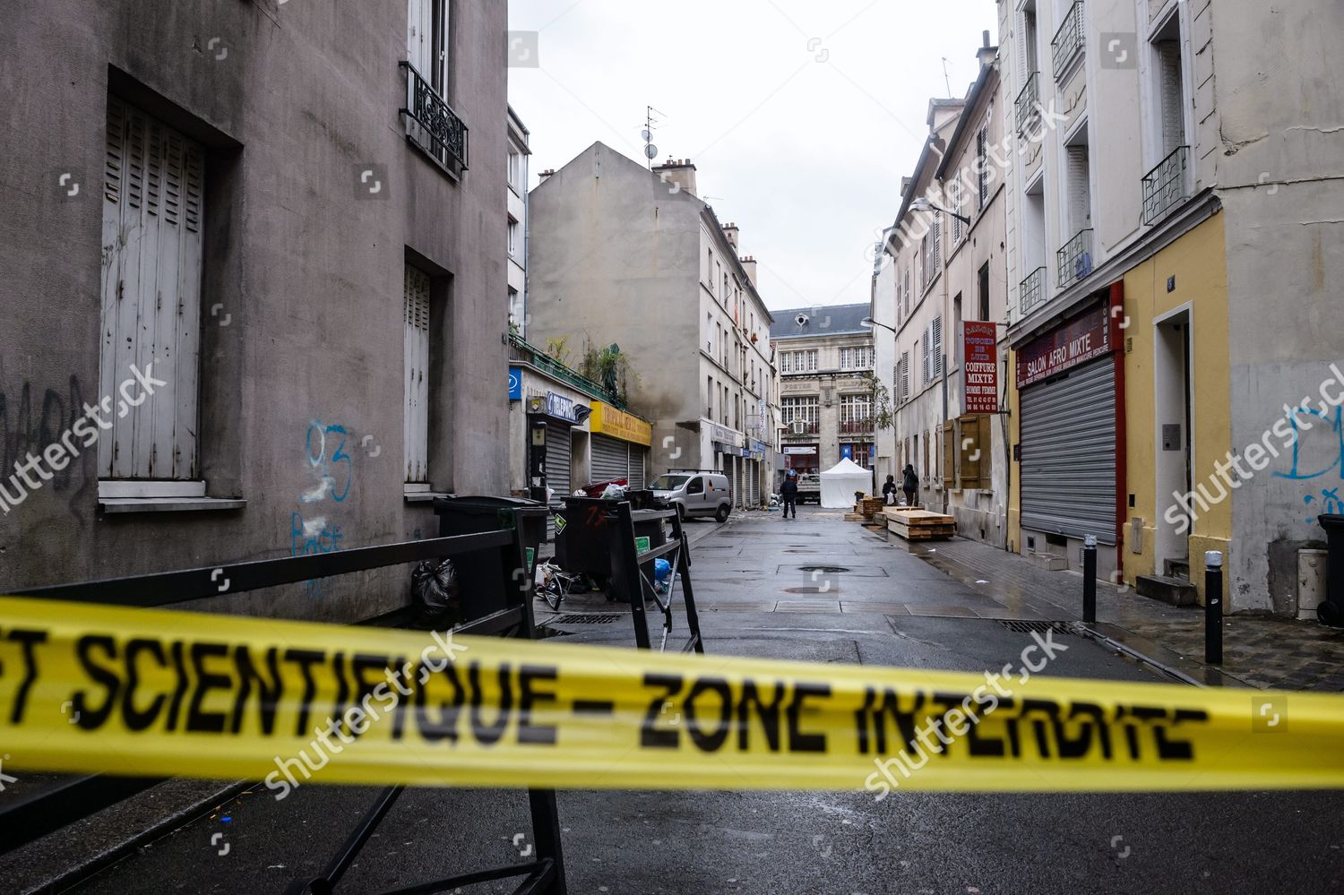 French Police Crime Scene Investigators Outside Rue Editorial