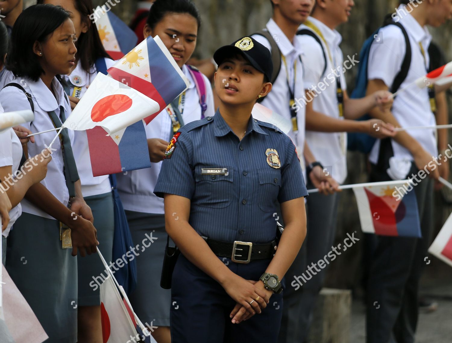 Filipino Police Woman Stands Guard Next Editorial Stock Photo - Stock ...