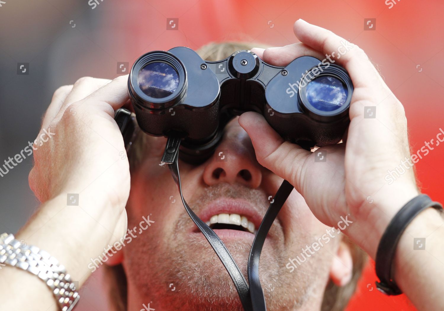Manchester United Fan Using Binoculars United Editorial Stock Photo