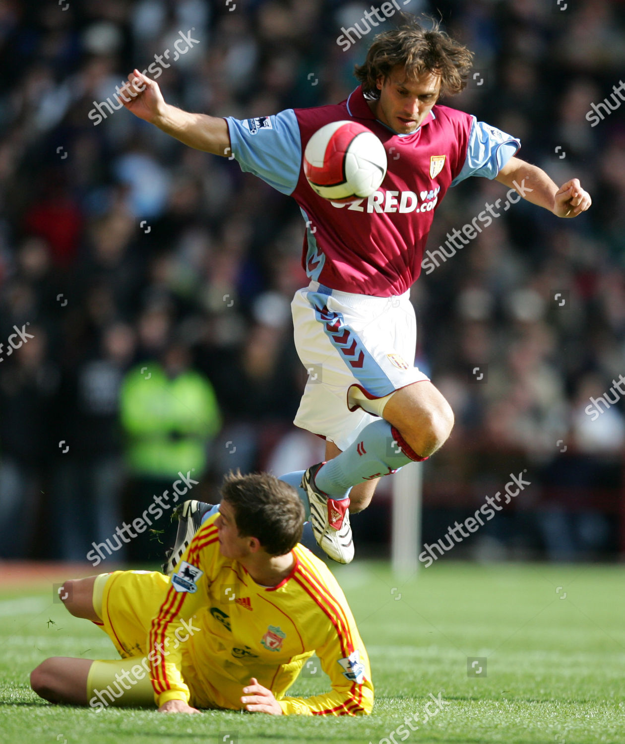 Steve Finnan Liverpool Tackles Patrik Berger Editorial Stock Photo