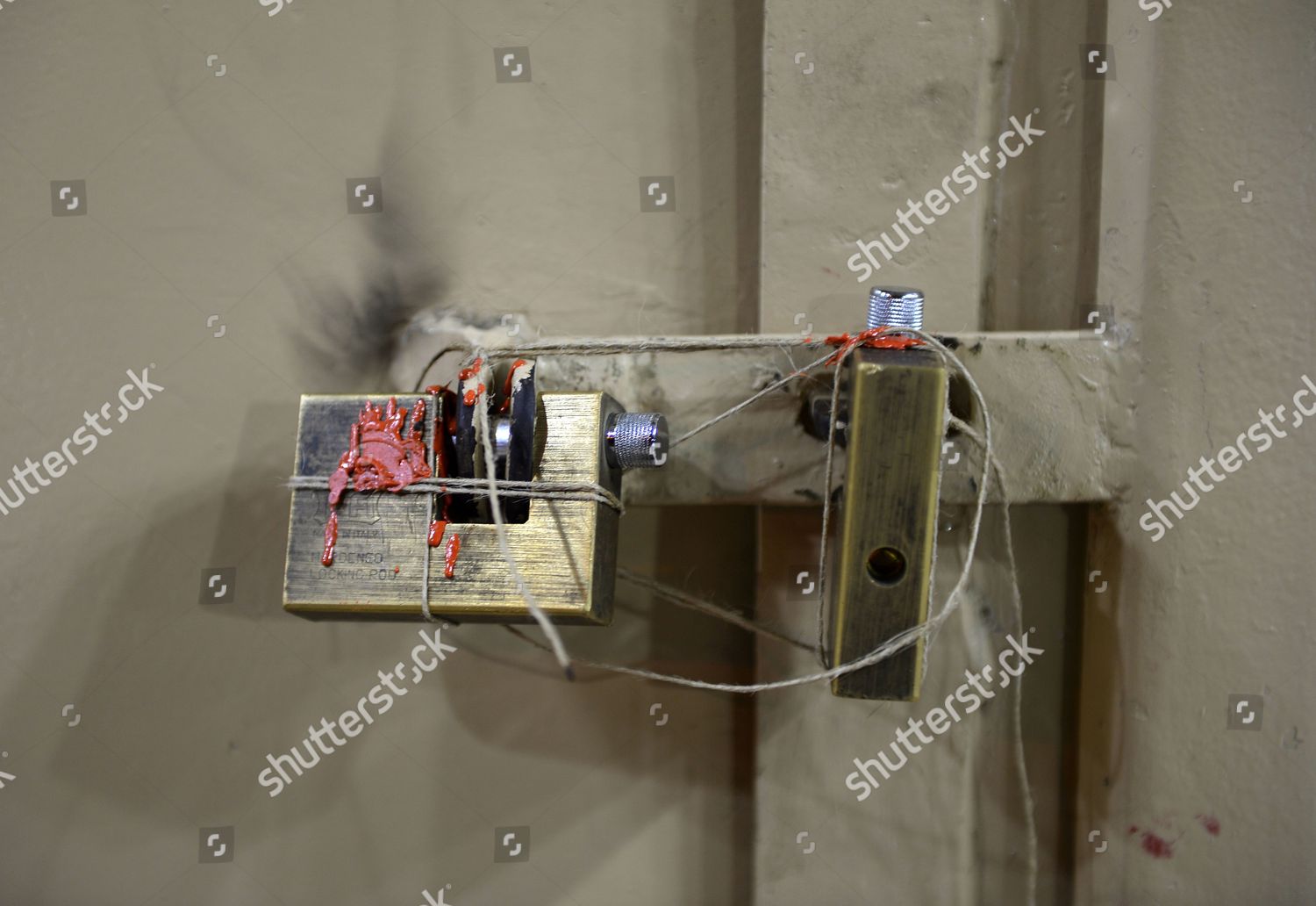 Door Sealed Red Wax Banking Shop After Editorial Stock Photo