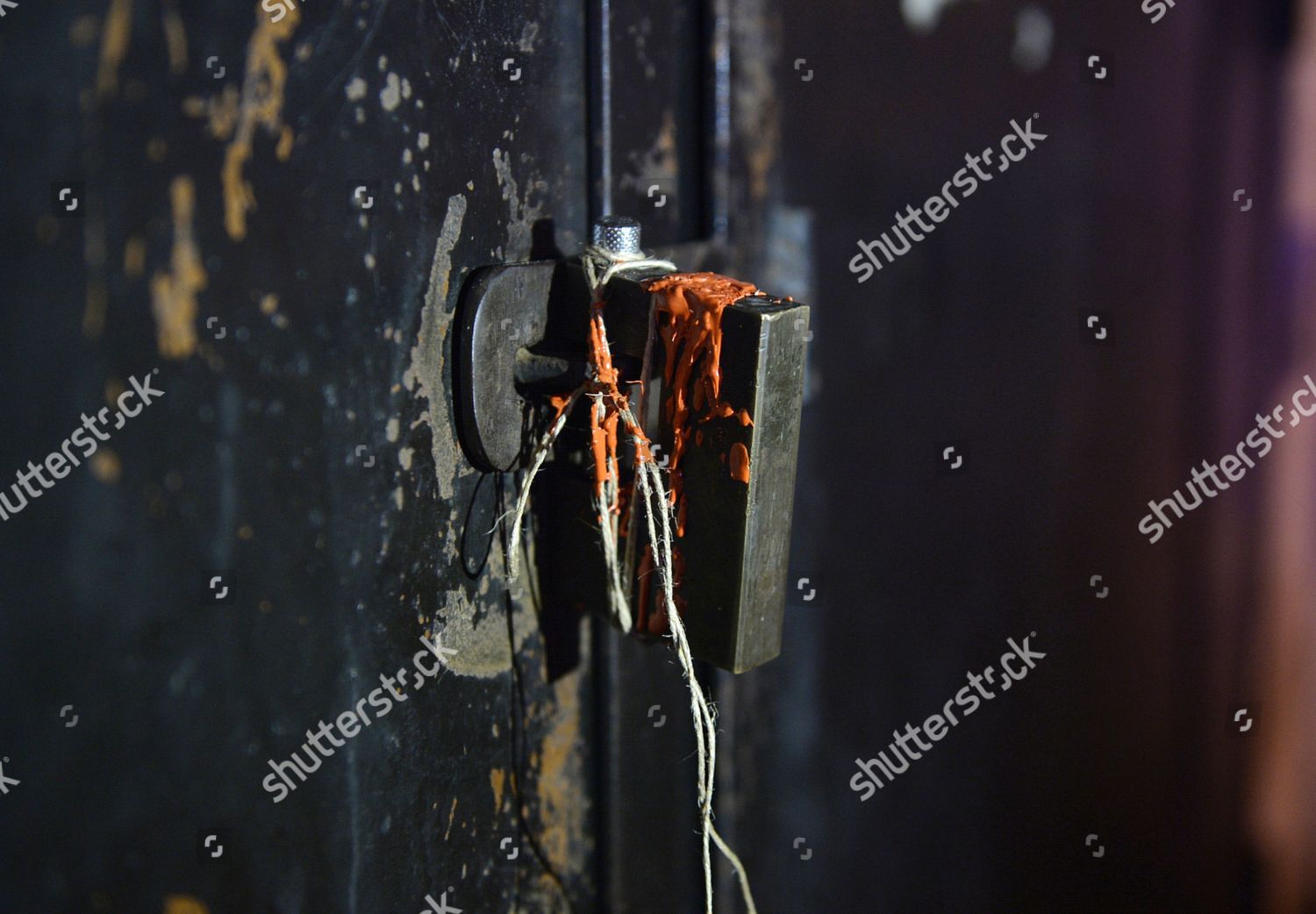 Door Sealed Red Wax Banking Shop After Editorial Stock Photo