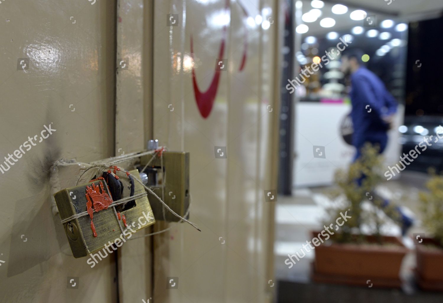 Door Sealed Red Wax Banking Shop After Editorial Stock Photo