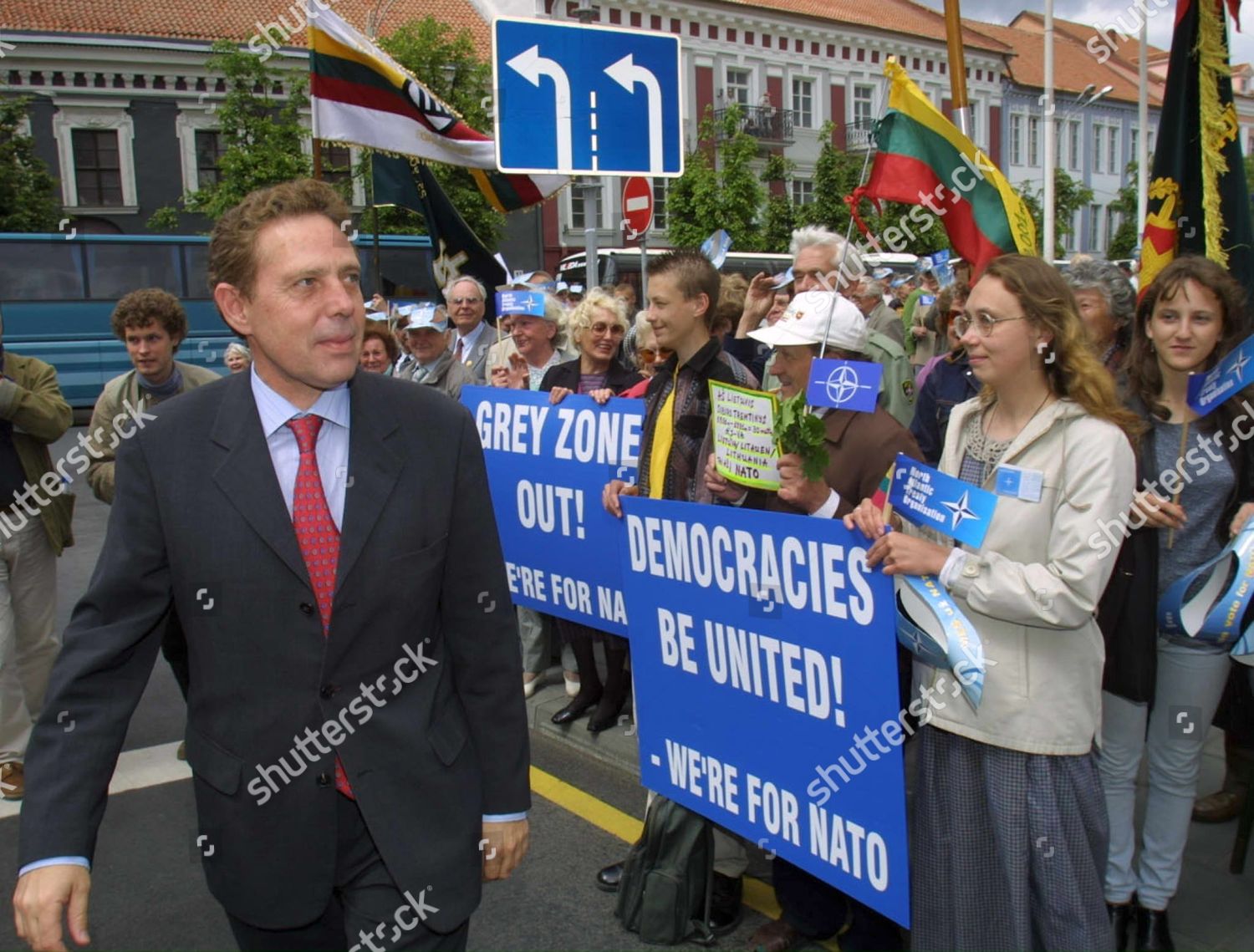 Vilnius Lithuania Rafael Estrella L President Nato Editorial Stock