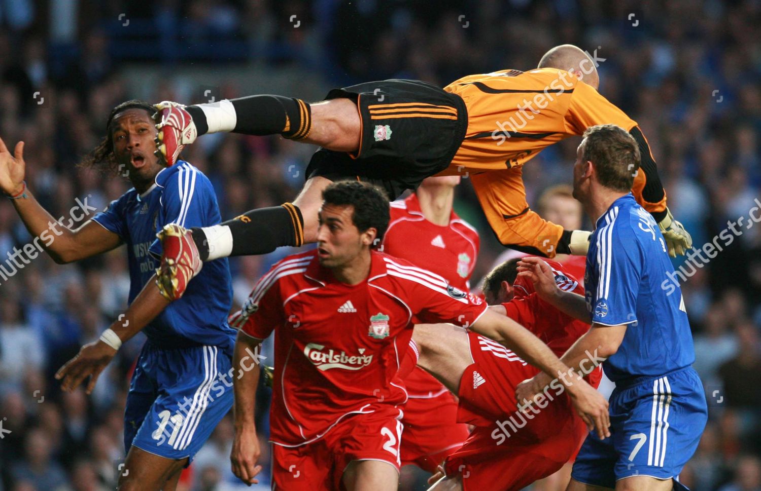 Liverpool Goalkeeper Pepe Reina Lands On Top Editorial Stock Photo Stock Image Shutterstock