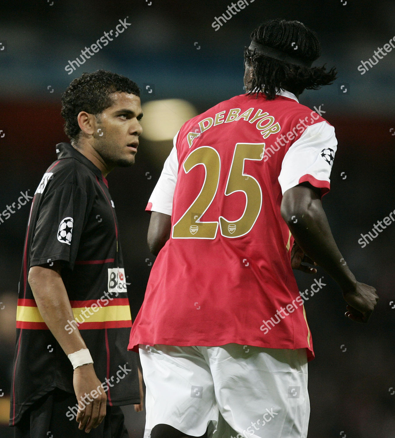 Daniel Aves Sevilla Stares Emmanuel Adebayor Arsenal Editorial Stock Photo Stock Image Shutterstock