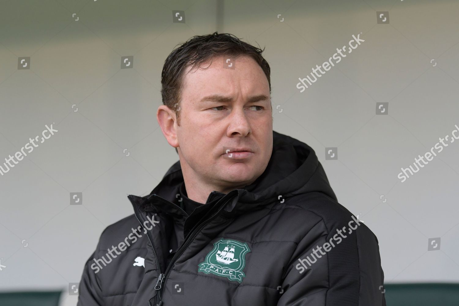 Plymouth Argyle Manager Derek Adams Dugout Editorial Stock Photo ...