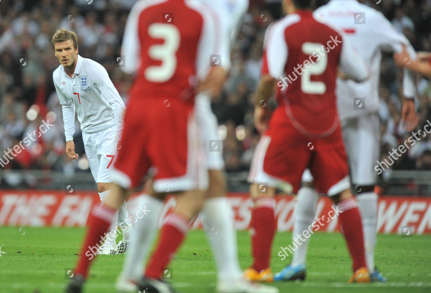 David Beckham Lines Freekick 20 Yards Editorial Stock Photo - Stock Image