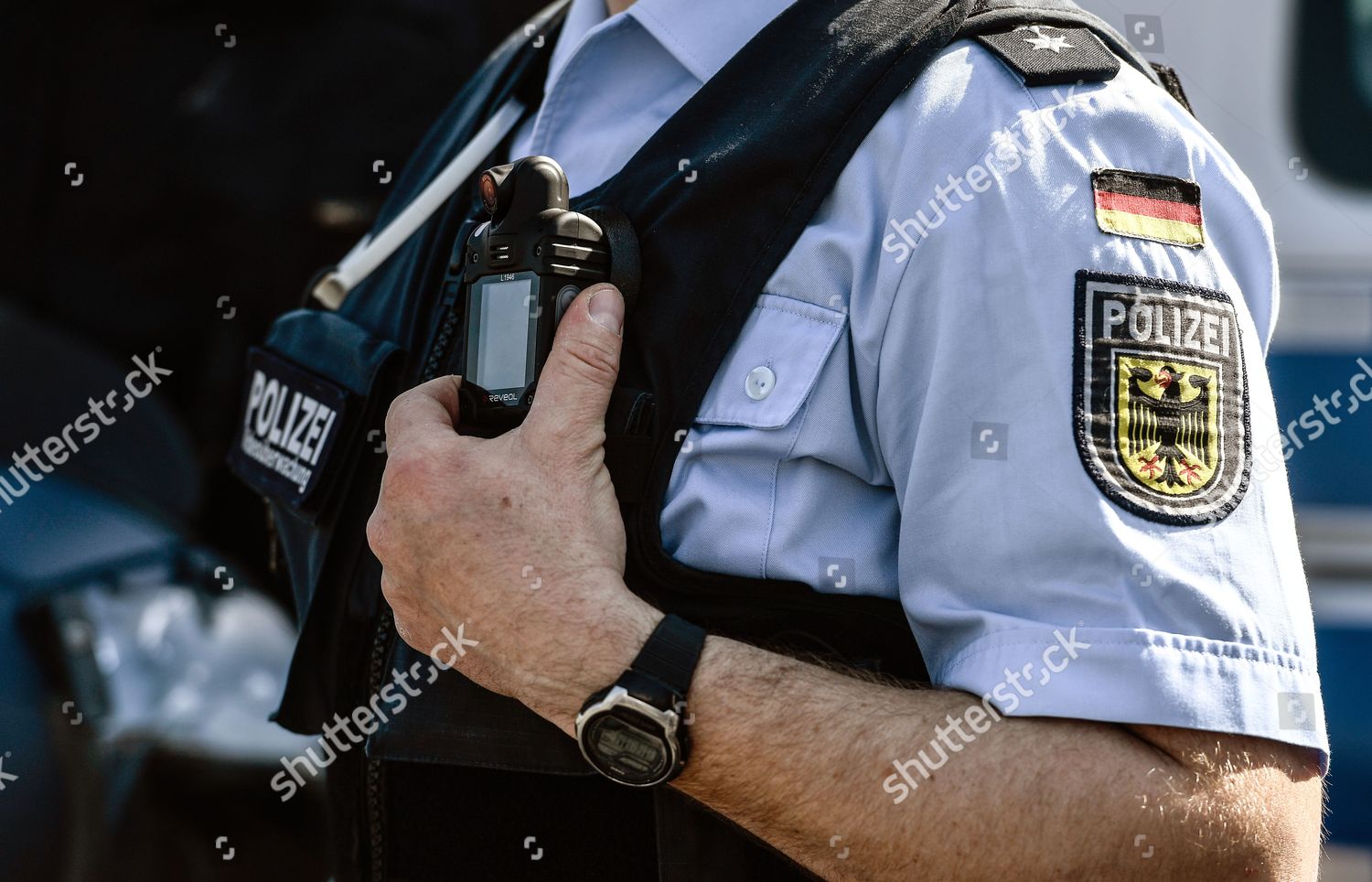 German Federal Police Bundespolizei Officer Presents Editorial Stock ...