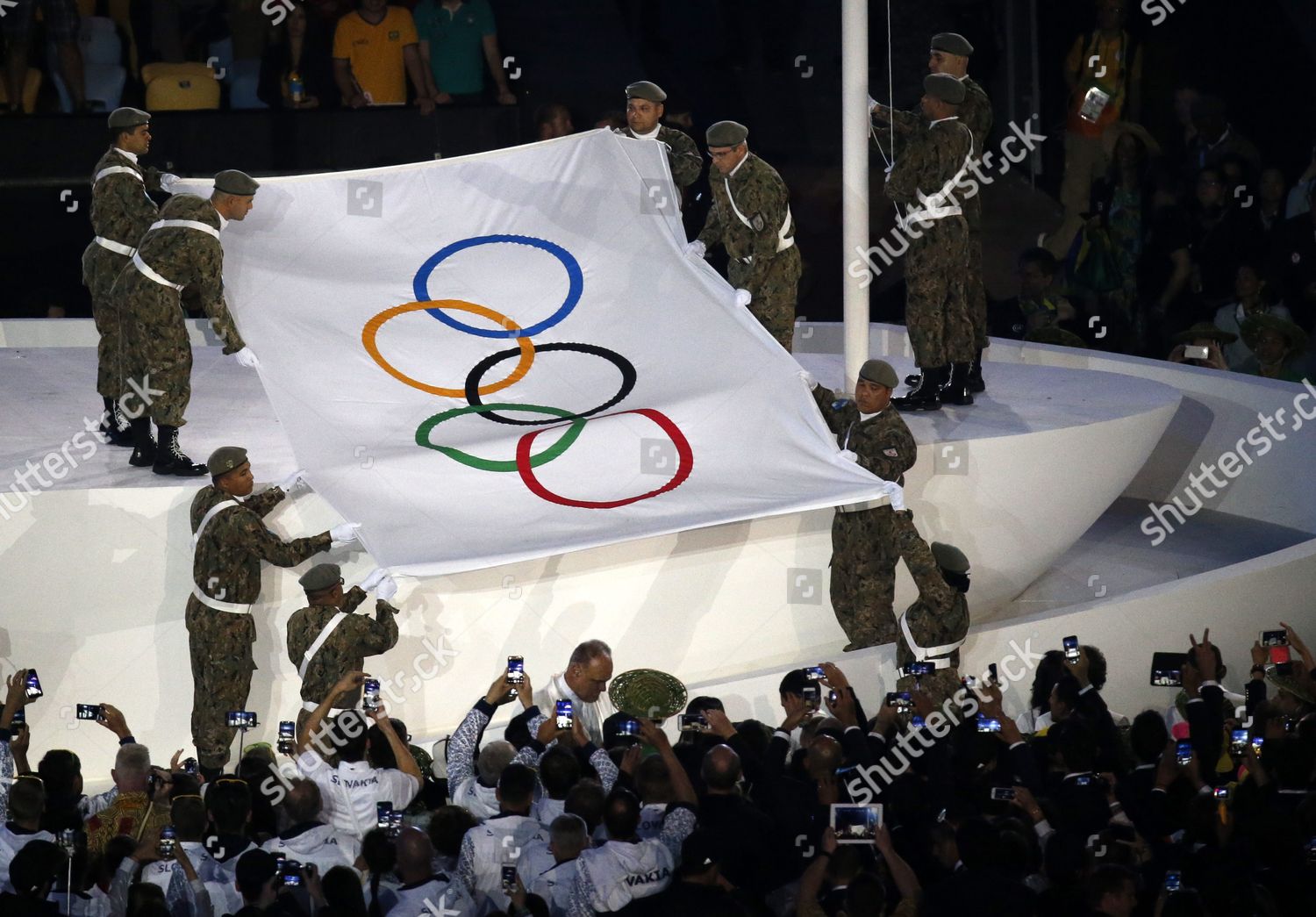 Olympic Flag Carried Onto Stage Stadium Editorial Stock Photo - Stock ...