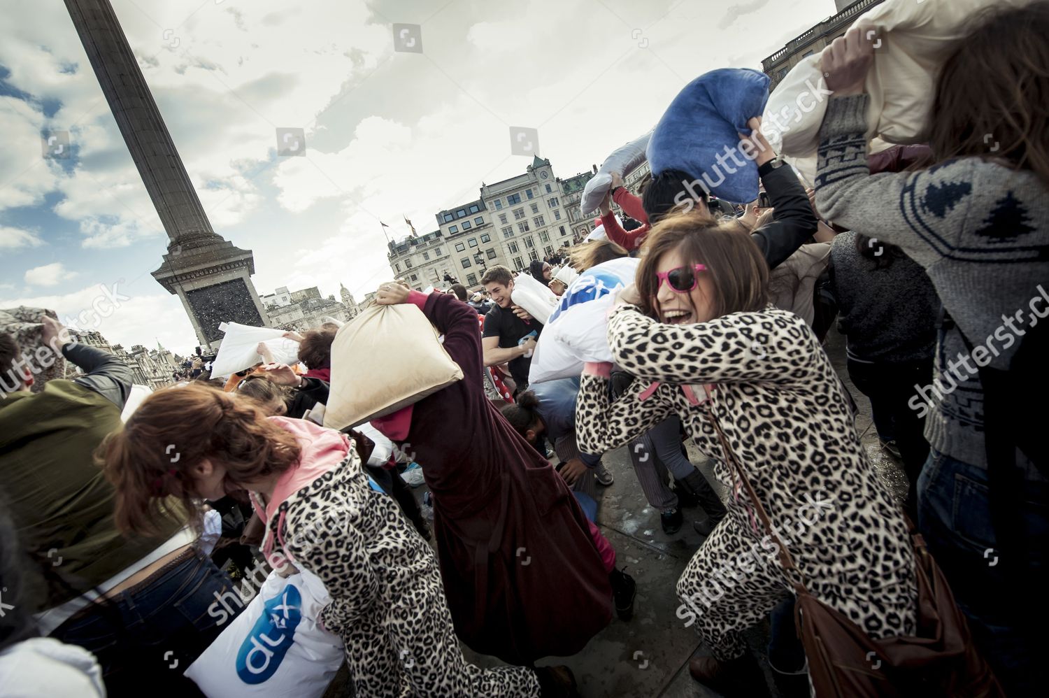 International Pillow Fight Day London National Gallery Editorial