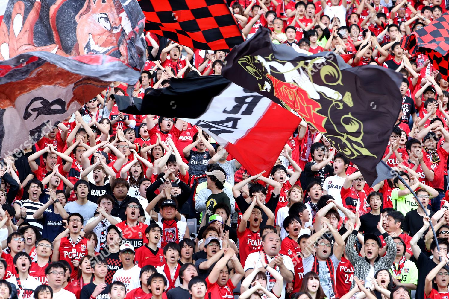 Urawa Reds Fans Chant Wave Flags Editorial Stock Photo Stock Image Shutterstock