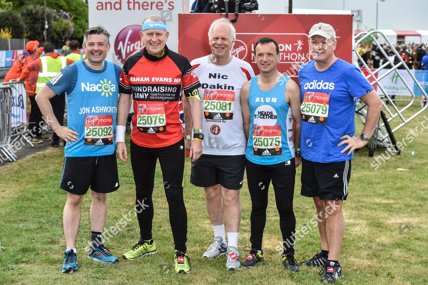 Jon Ashworth Graham Evans Nic Dakin Alun Editorial Stock Photo - celebrities at the virgin money london marathon uk 23 apr 2017