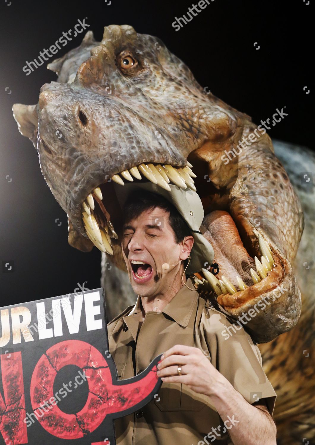 Entertainer Interacts Dinosaur During Dinosaur Live Show Editorial Stock Photo Stock Image Shutterstock