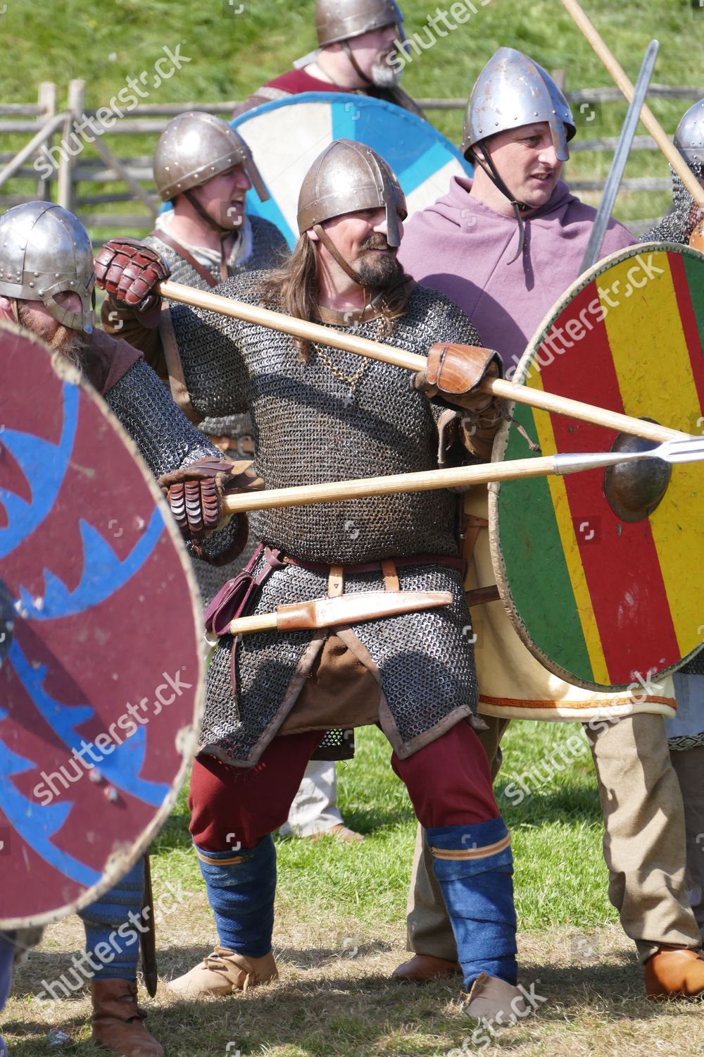 Reenactors fight out Saxon Viking Battle Corfe Editorial Stock Photo ...