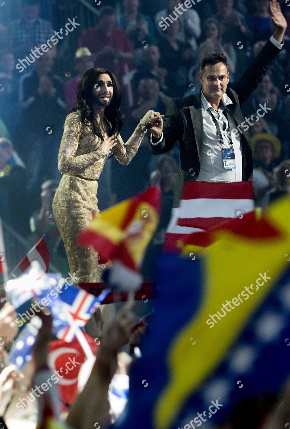 Conchita Wurst Representing Austria Celebrates On Editorial Stock Photo ...