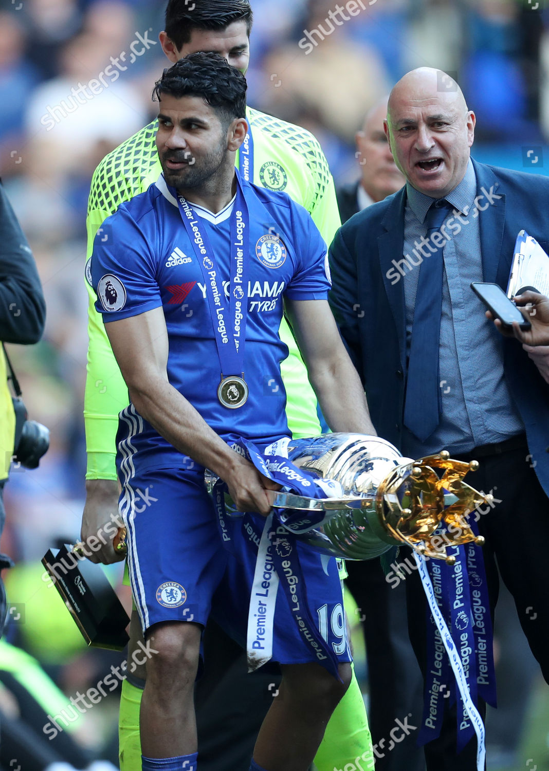 Diego Costa Chelsea uses Premier League trophy Editorial Stock ...