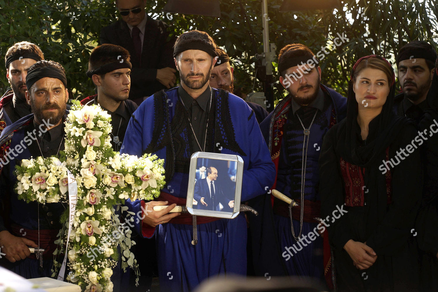 Cretans Traditional Clothes Stand Front Coffin Editorial Stock Photo