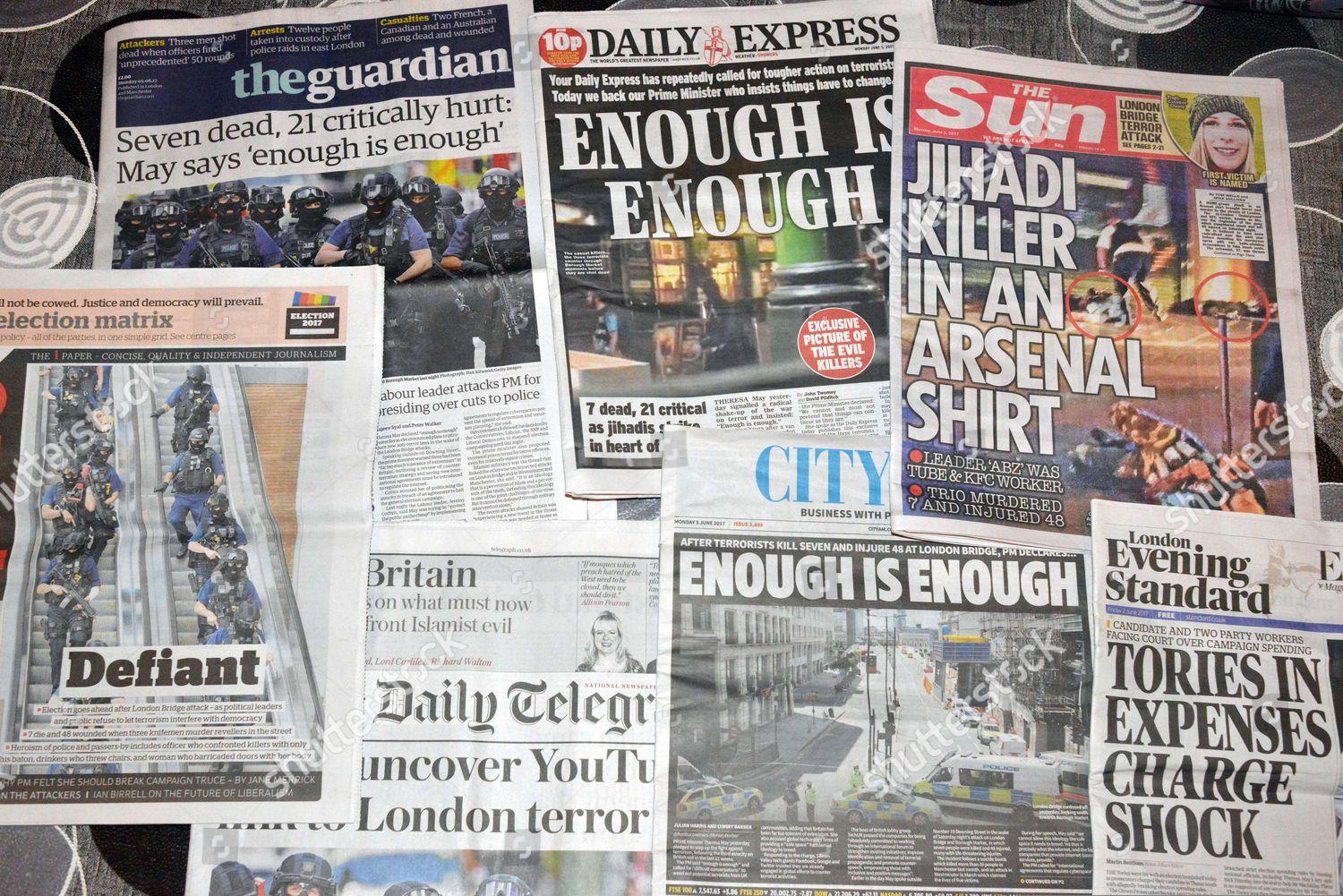 British Newspaper Headlines Covering Terror Attack London Editorial Stock Photo Stock Image Shutterstock