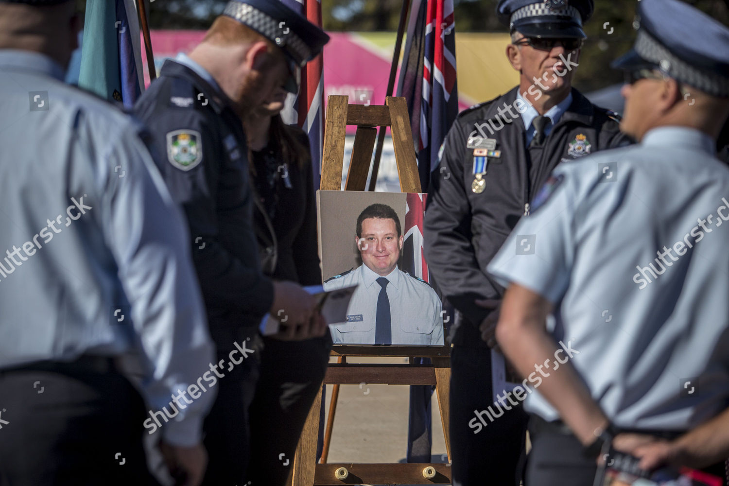 Police Family Gather Before Funeral Senior Editorial Stock Photo ...