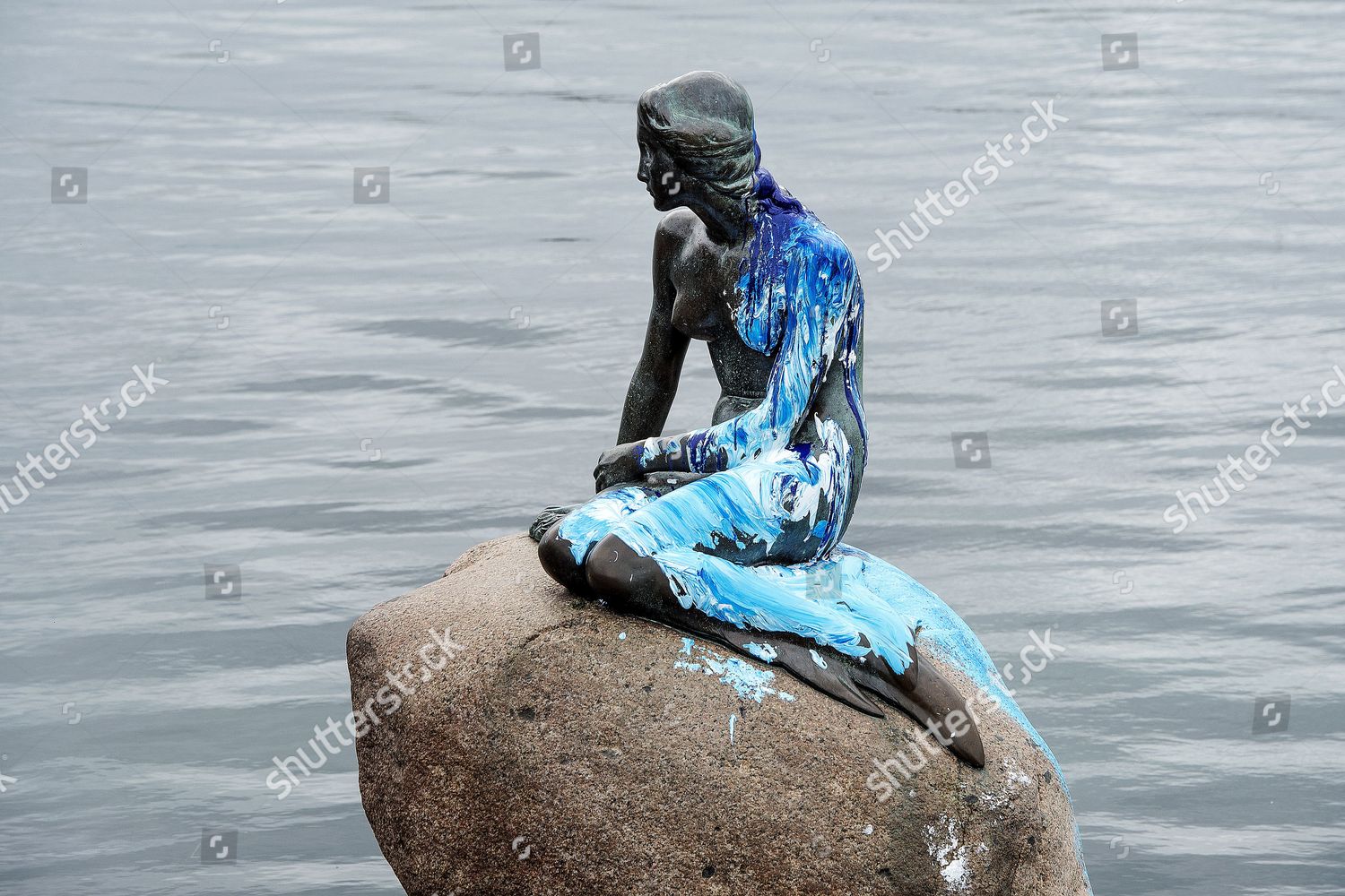 Little Mermaid Statue Covered Blue White Editorial Stock Photo - Stock ...