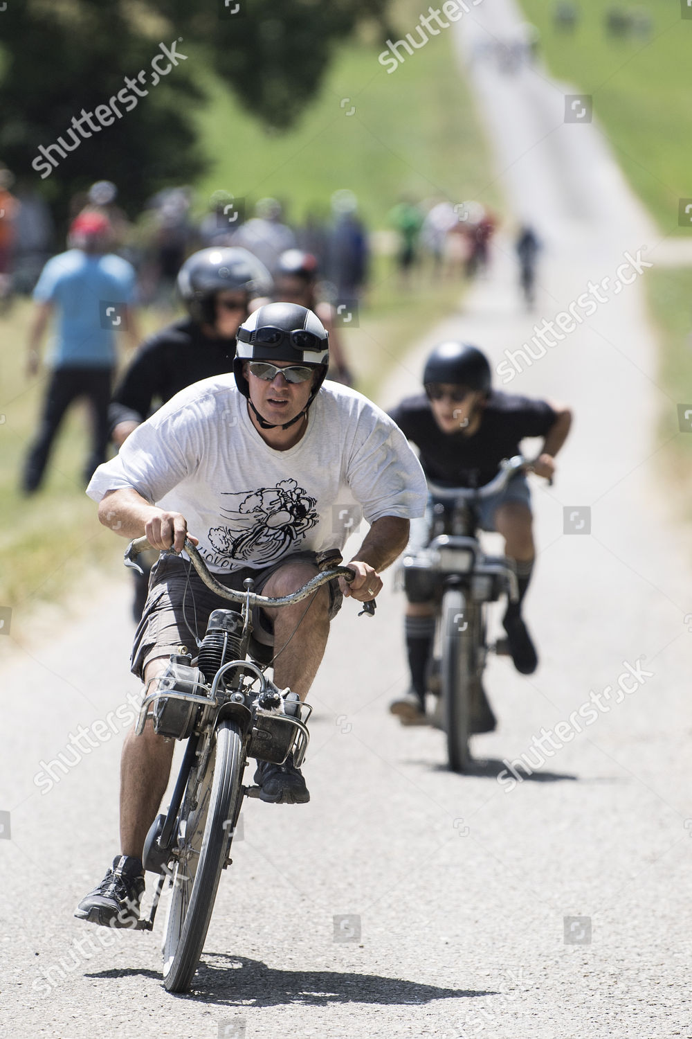 Contestants Compede Velosolex Motorized Bycicle Race Editorial Stock