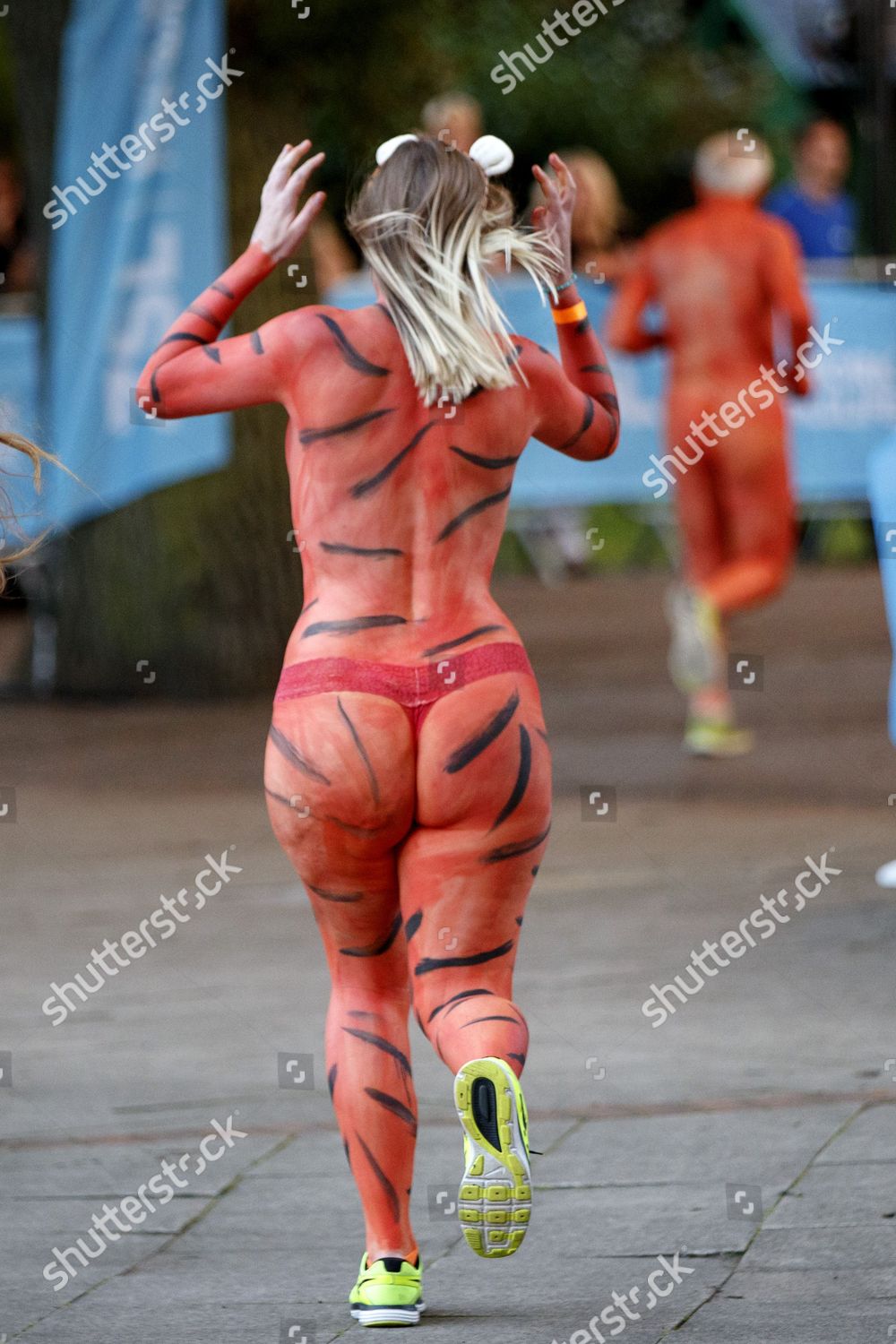 Naked Runners Take Part Streak Tigers Event Editorial Stock Photo