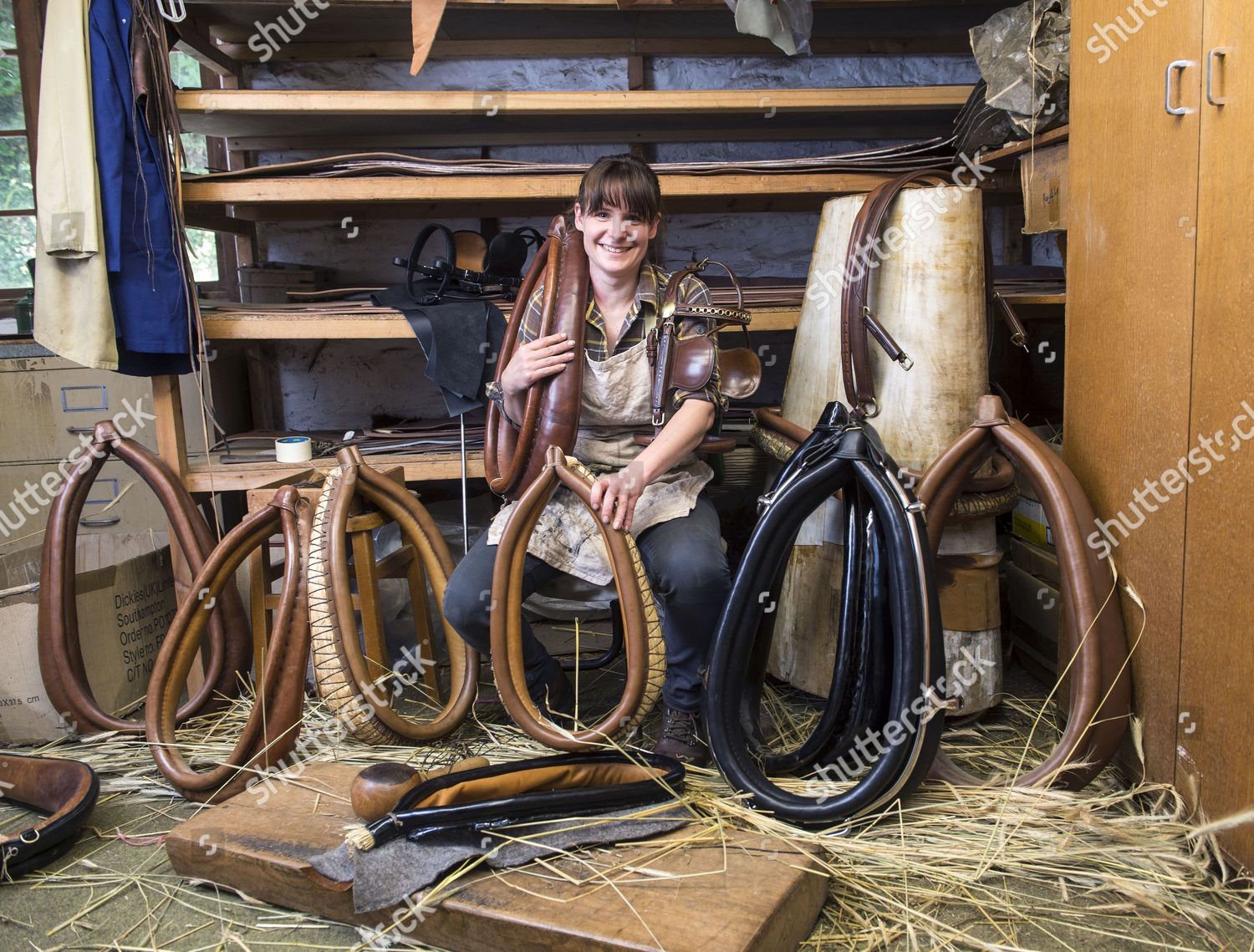 Horse Harness Maker Kate Hetherington Devon Editorial Stock Photo 