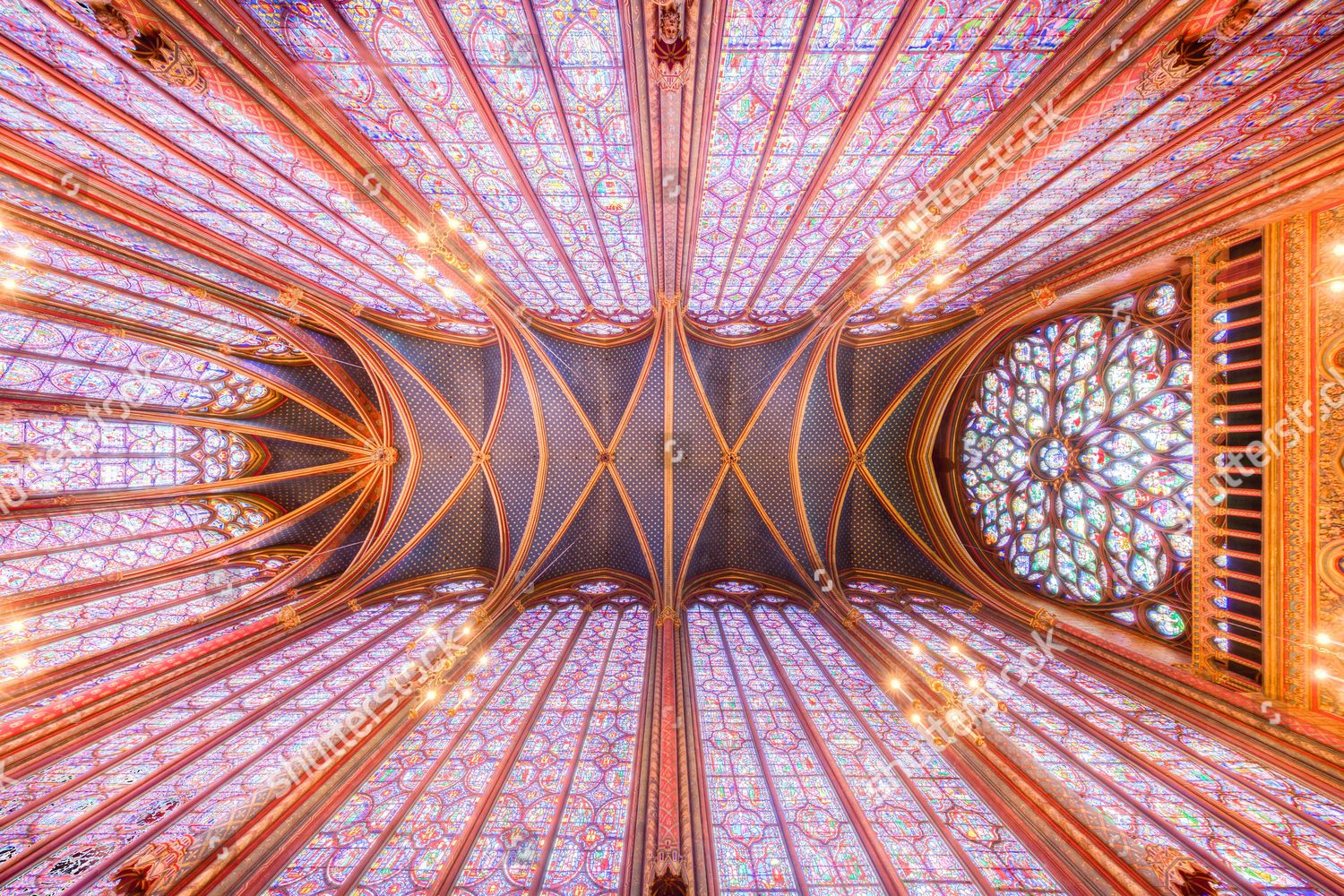 Inside Sainte Chapelle Paris View Looking Ceiling Editorial