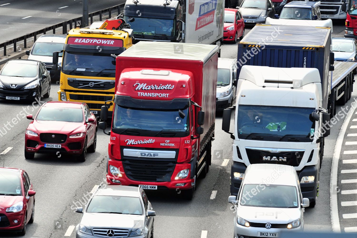 Selfdrive Lorries Be Trailed Uk Small Convoy Editorial Stock Photo