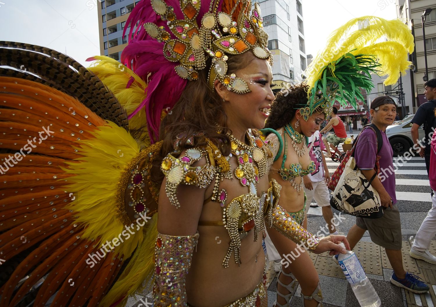 Samba Dancers Colorful Costume Walk On Streets Editorial Stock Photo Stock Image Shutterstock