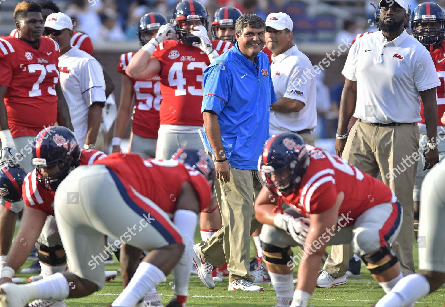 Mississippi Interim Coach Matt Luke Center Smiles Editorial