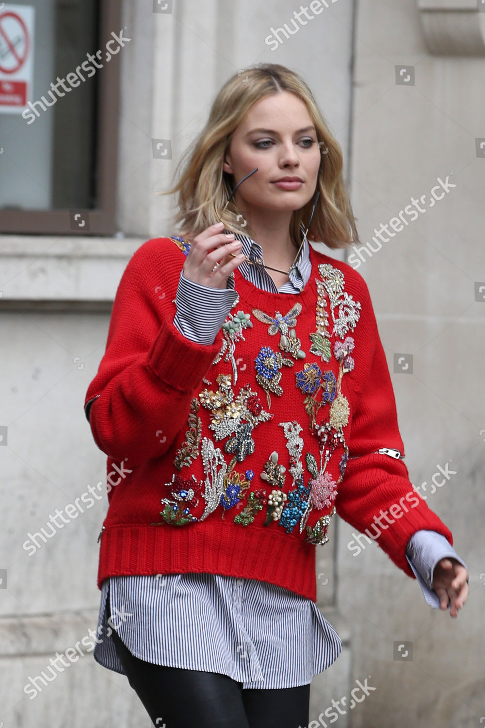 Margot Robbie Kiss 100fm Studios Editorial Stock Photo - Stock Image