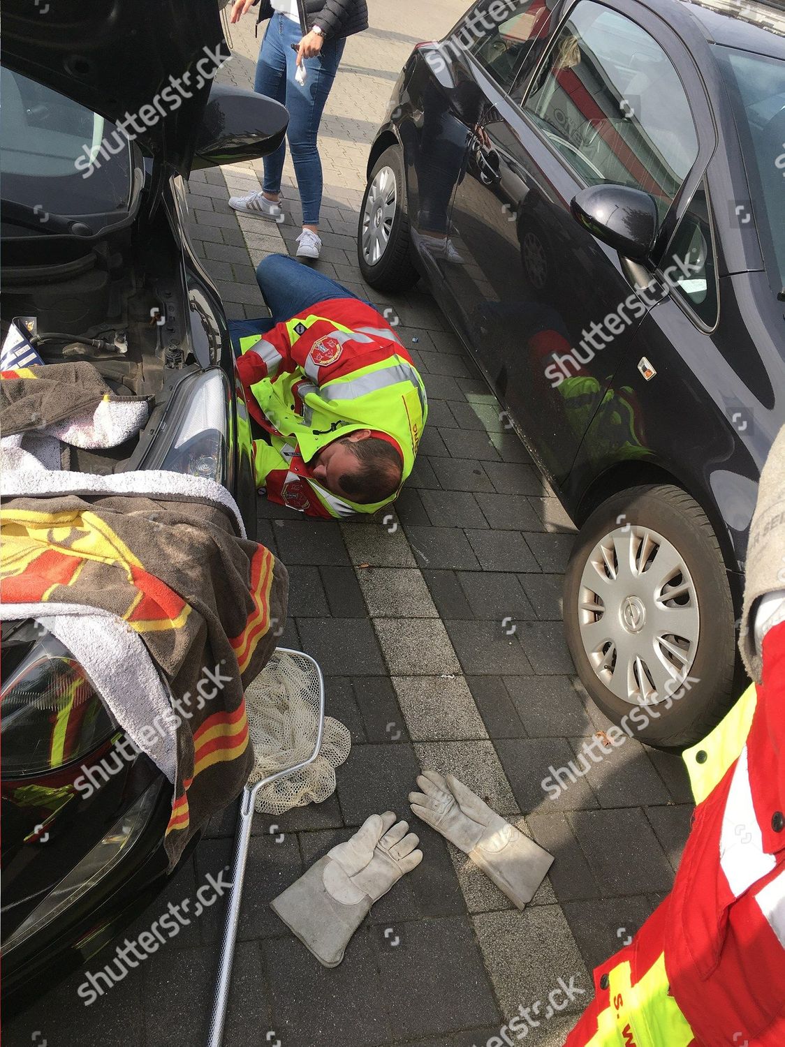 Firefighters Rescue Tomcat Engine Bay Car Editorial Stock Photo - Stock ...