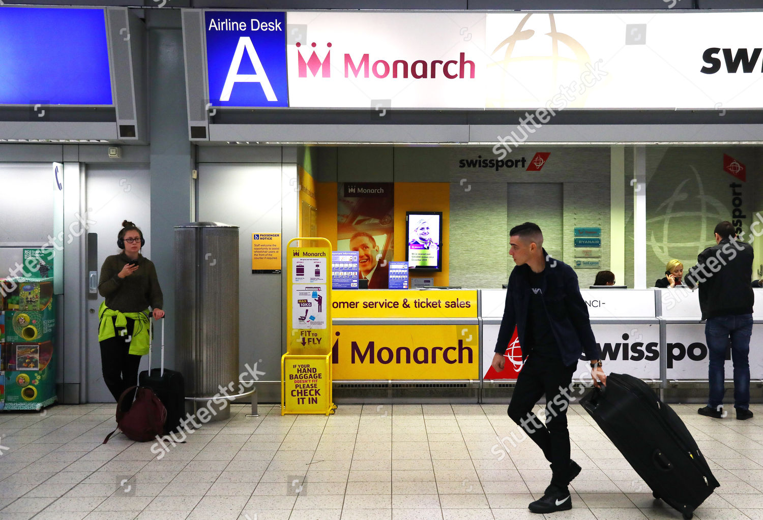 Man Passes Empty Monarch Airline Service Desk Editorial Stock