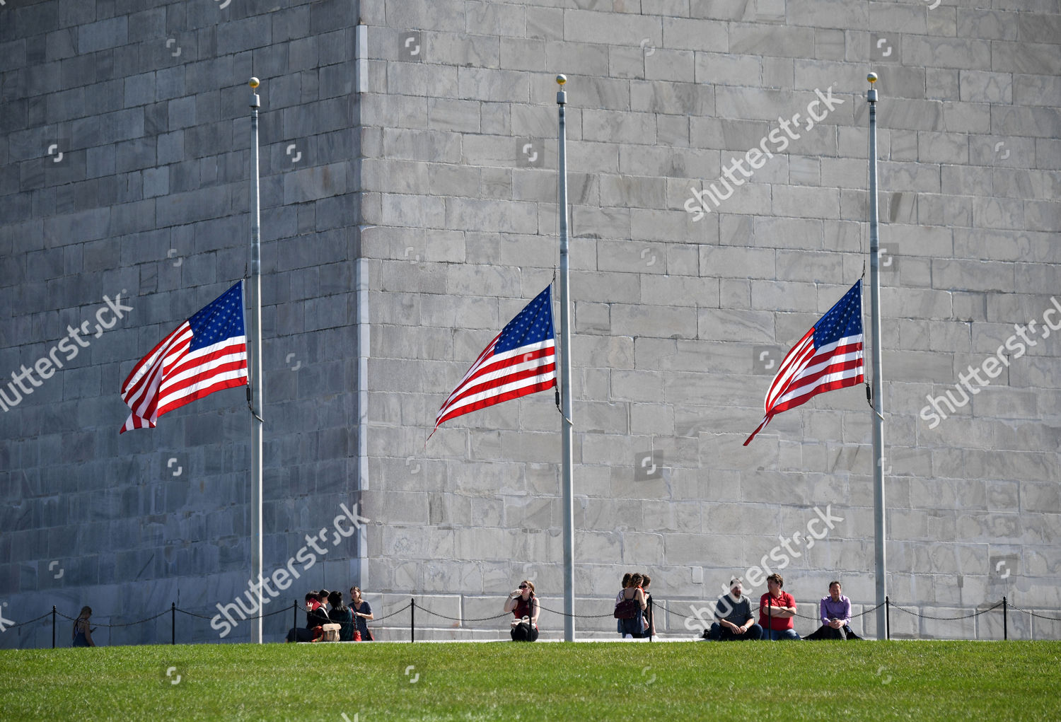 Us National Flags Fly Half Mast Editorial Stock Photo Stock Image