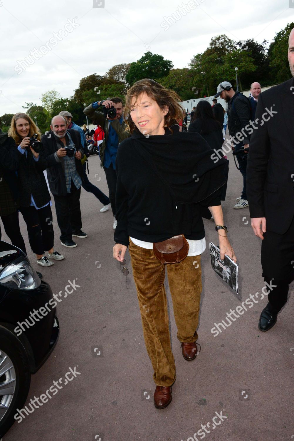 Street style, Jane Birkin arriving at Hermes Spring-Summer 2018