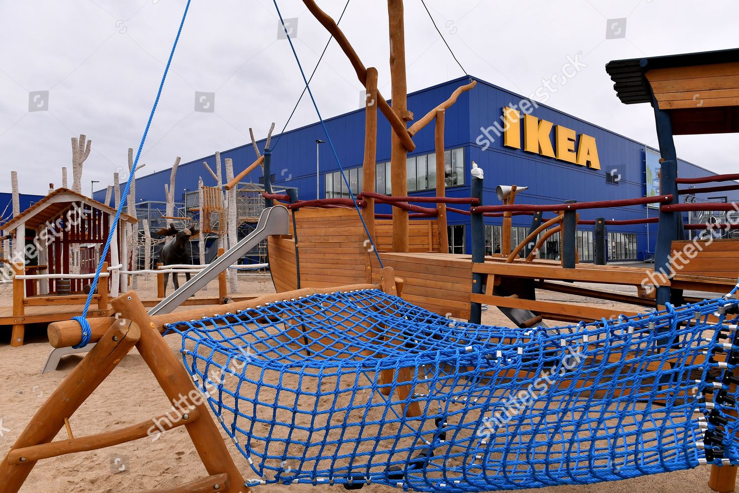 Wooden Kids Playground Front Ikea Store Kaarst Editorial Stock