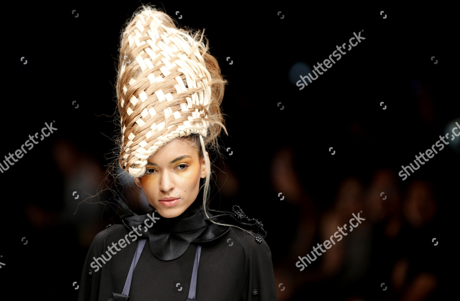 Model Presents Creation By Indonesian Hair Stylist Editorial Stock