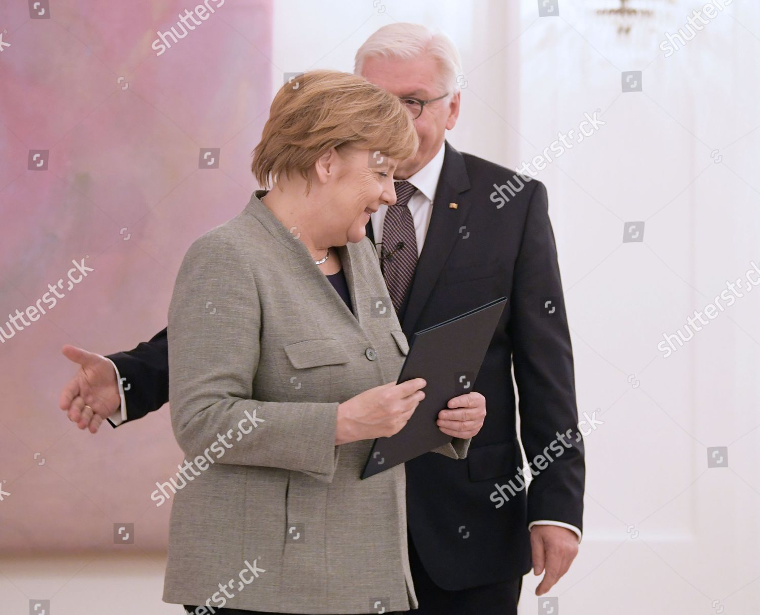 German Chancellor Angela Merkel L Receives Certificate Editorial