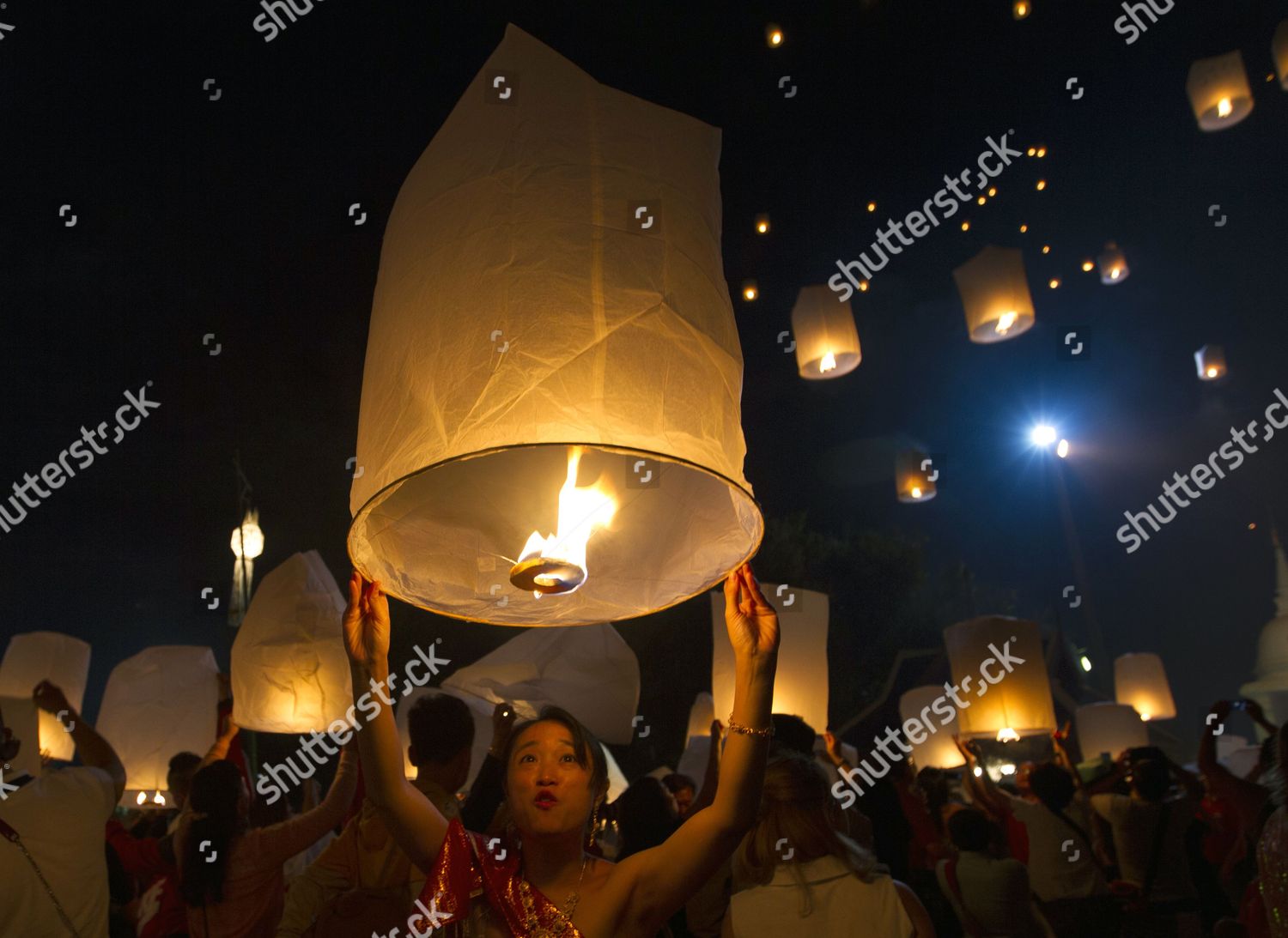 Thais Release Hot Air Lanterns During Editorial Stock Photo Stock