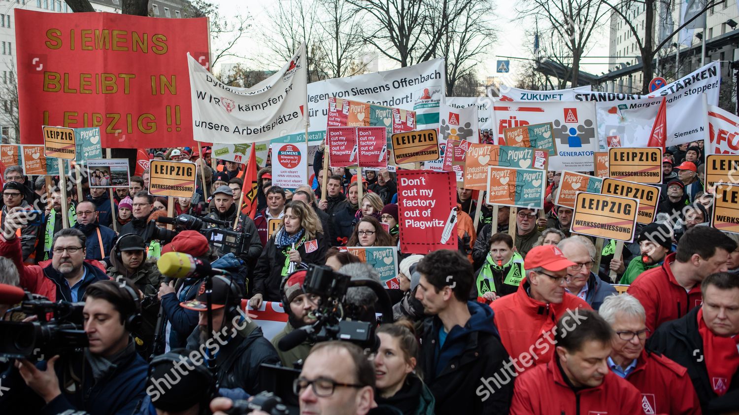 Demonstrators Protest During Works Council Gathering Against