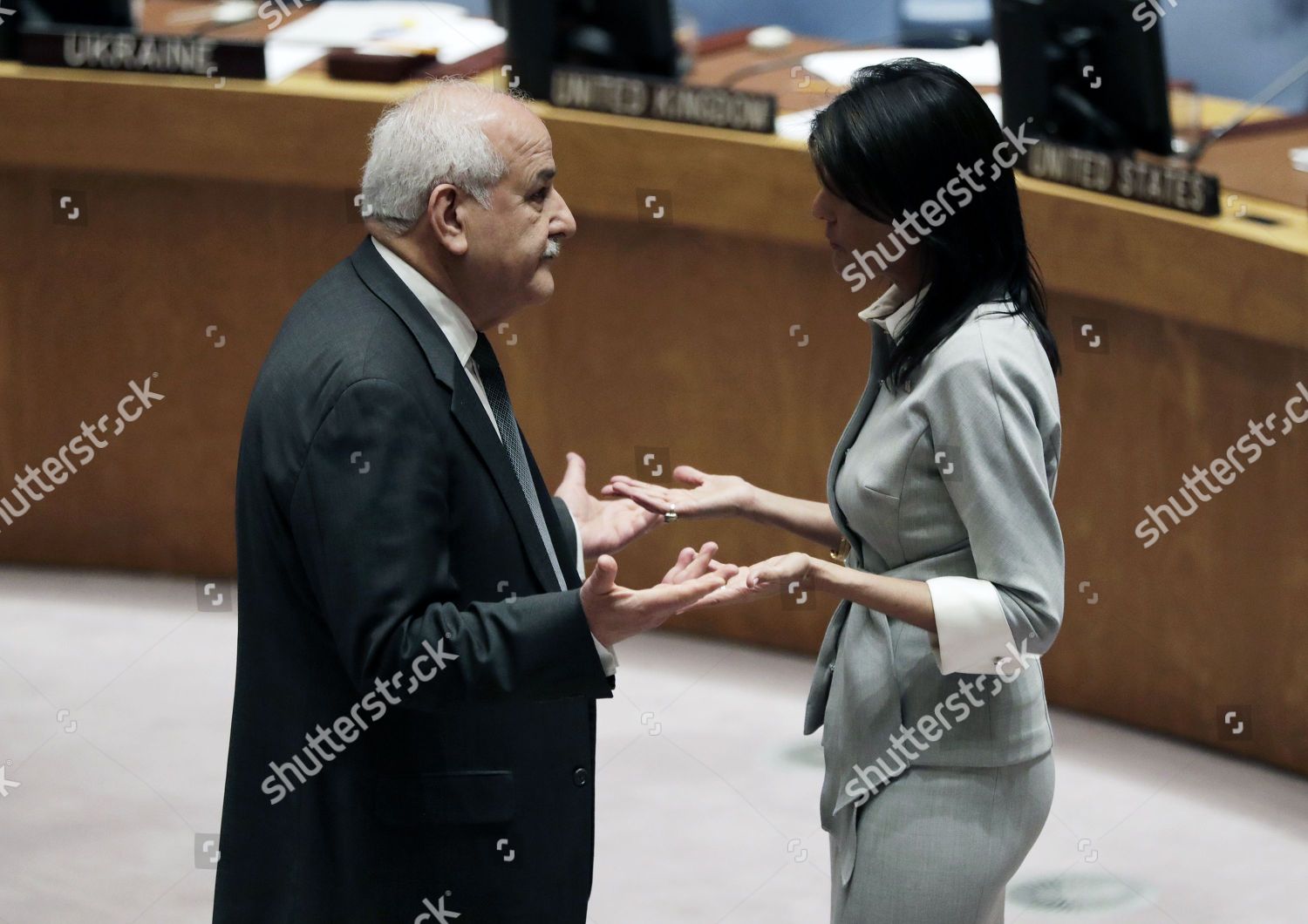 PALESTINIAN AMBASSADOR UN RIYAD MANSOUR L Editorial Stock Photo Stock