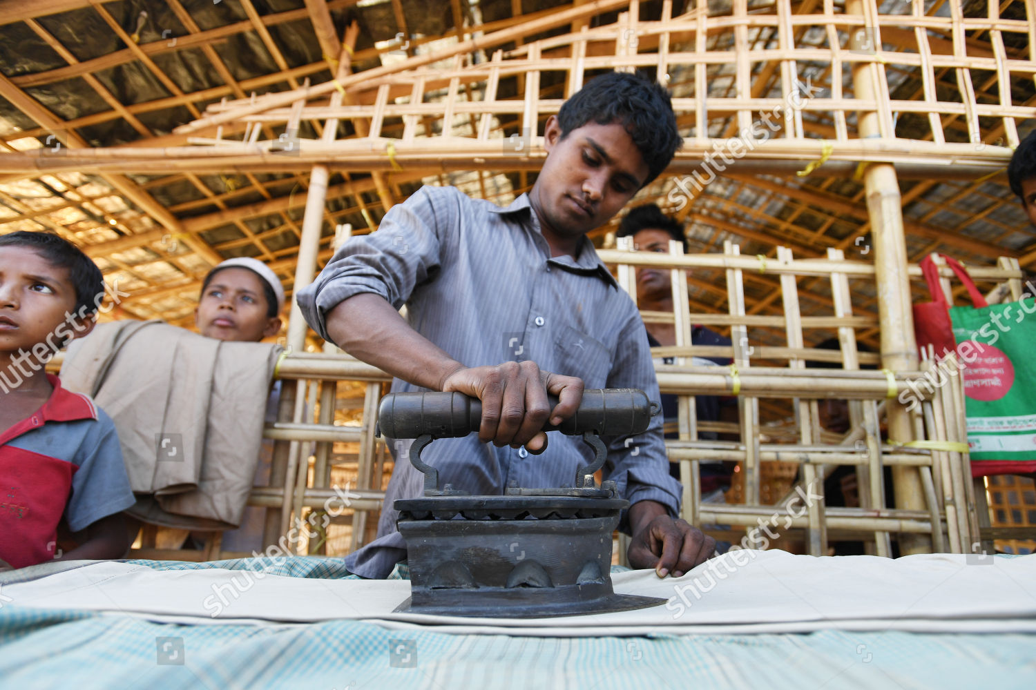 Rohingya Man Runs Ironing Business Using Editorial Stock Photo Stock