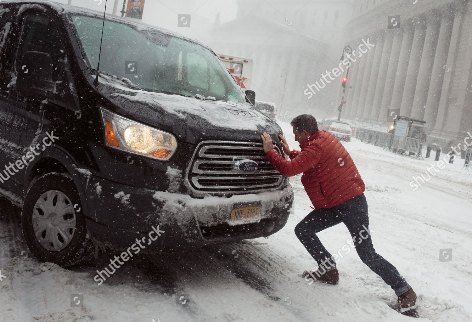 Man Tries Help Free Van Slippery Editorial Stock Photo Stock Image