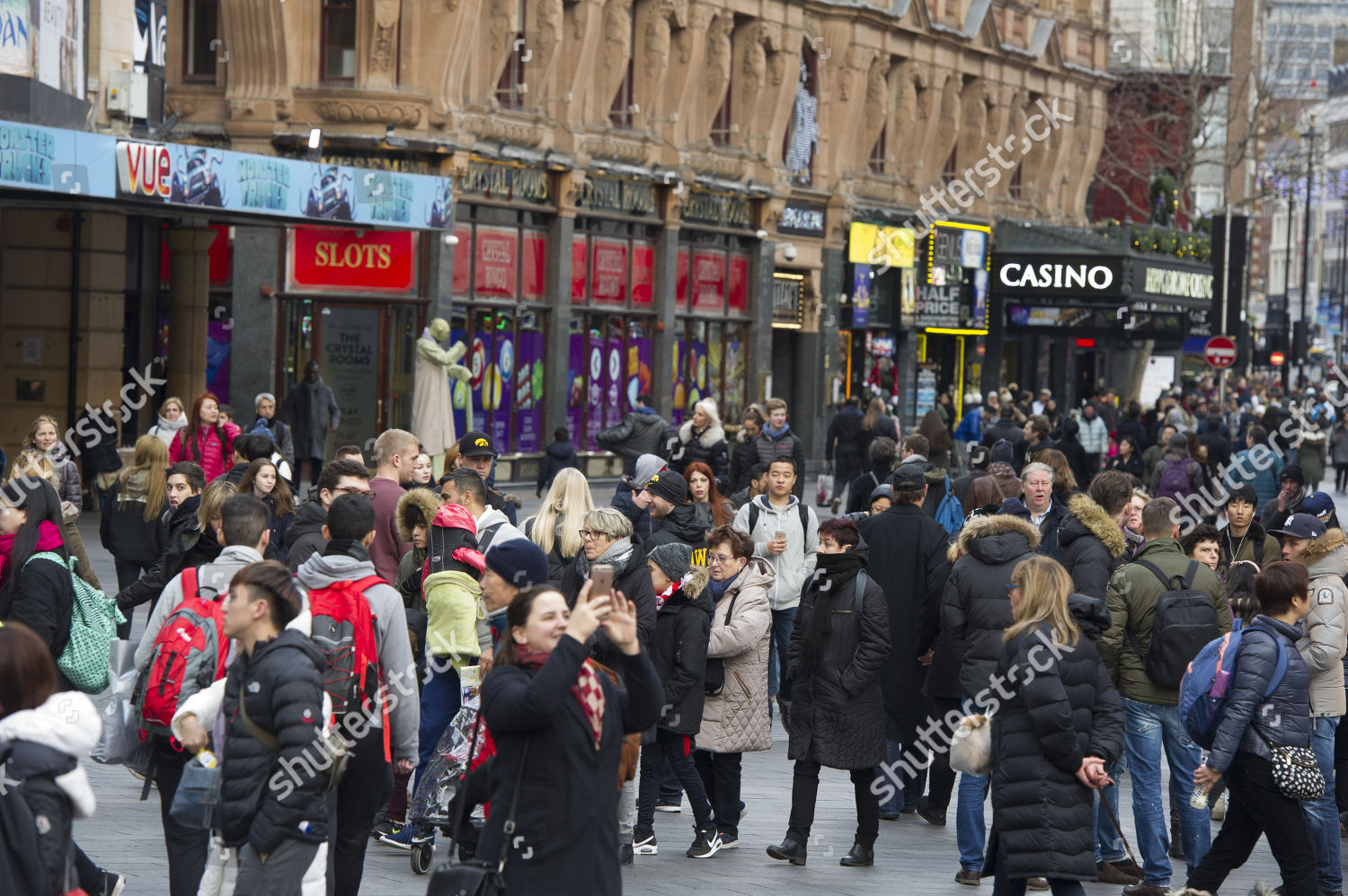 Leicester Square Packed Full Tourists On Christmas Editorial