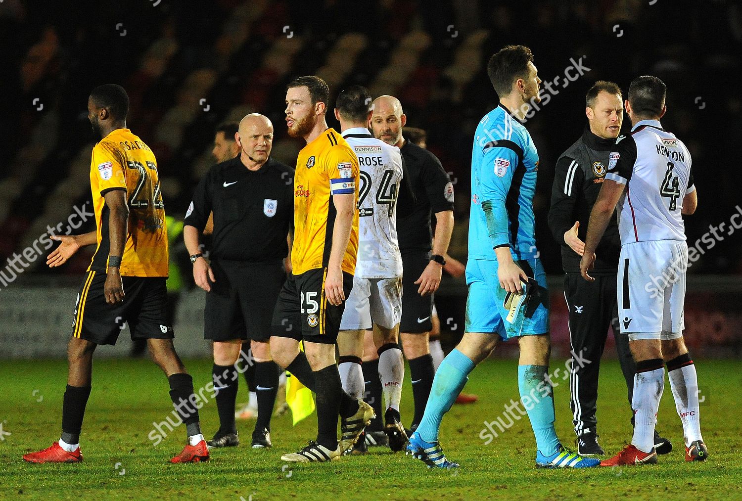 Newport County Morecambe Players Shake Hands Editorial Stock Photo