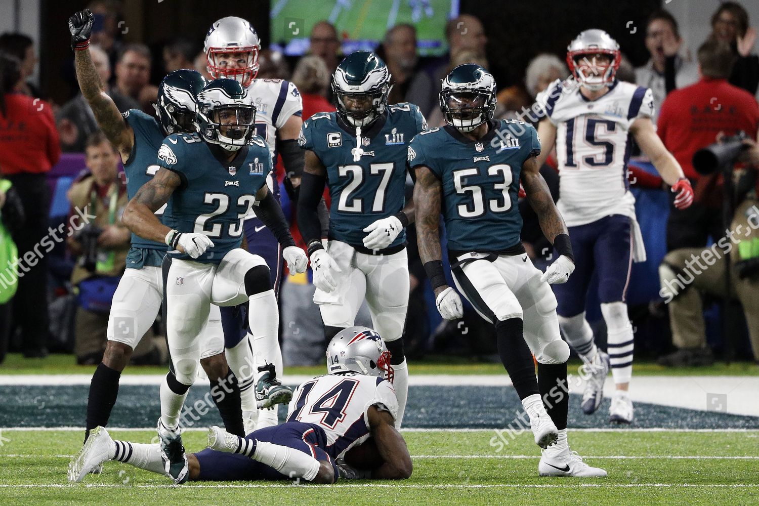 Philadelphia Eagles Defense Celebrate After Play Editorial Stock Photo